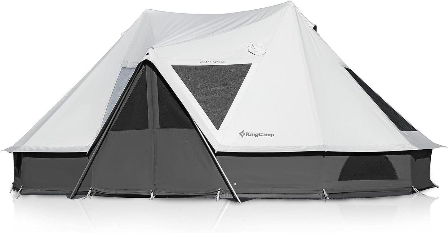 KingCamp Canvas Bell Yurt Tents, 4 Seasons Large Waterproof & Windproof Luxury Glamping Tent w/Stove Jack for Family Outdoor Camping, Hunting, Parties