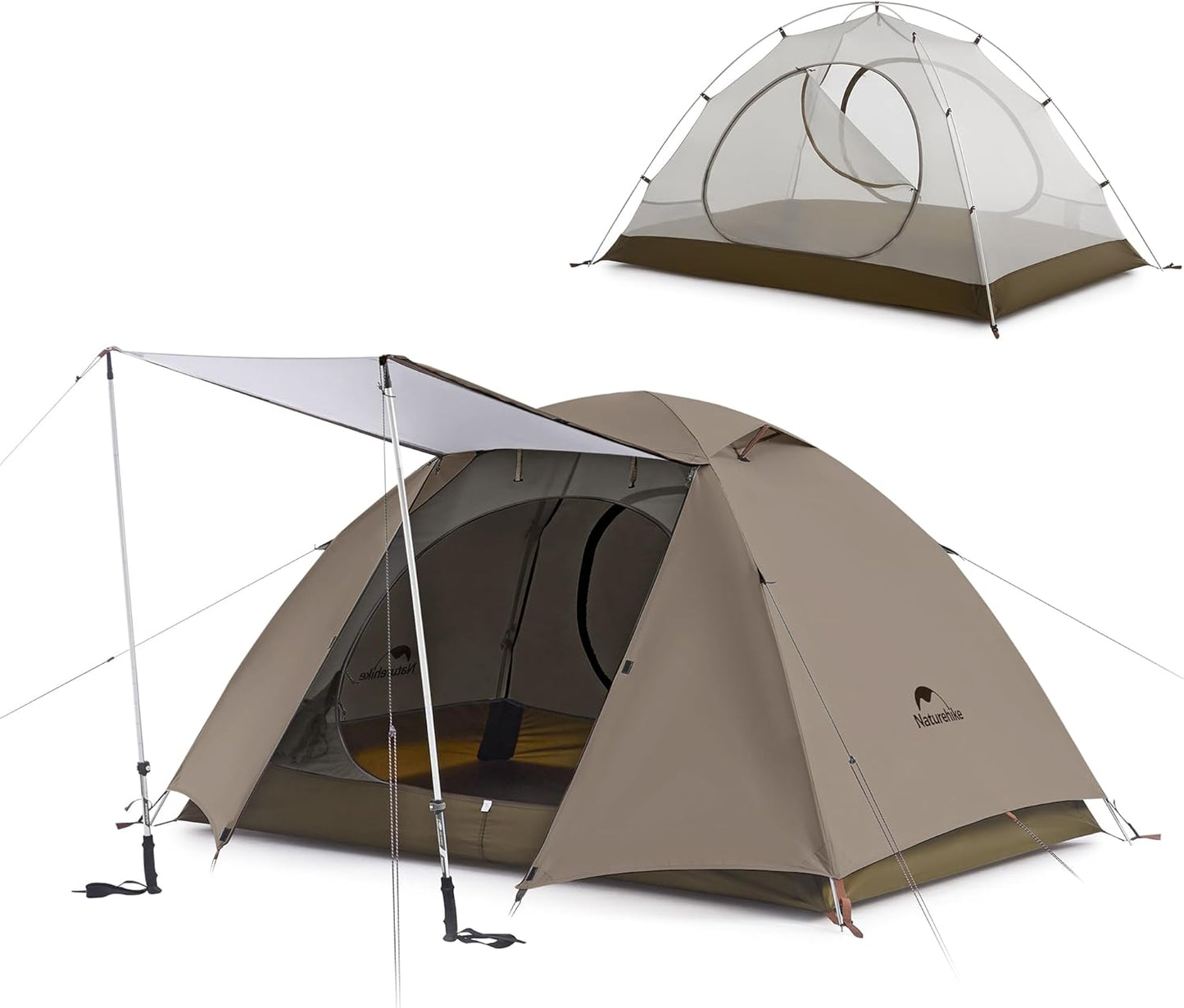 Naturehike Cloud River 2 Person 3 Person Backpacking Tent, Waterproof 2 Person 3 Person Tents for Camping, Double Layer Camping Tent