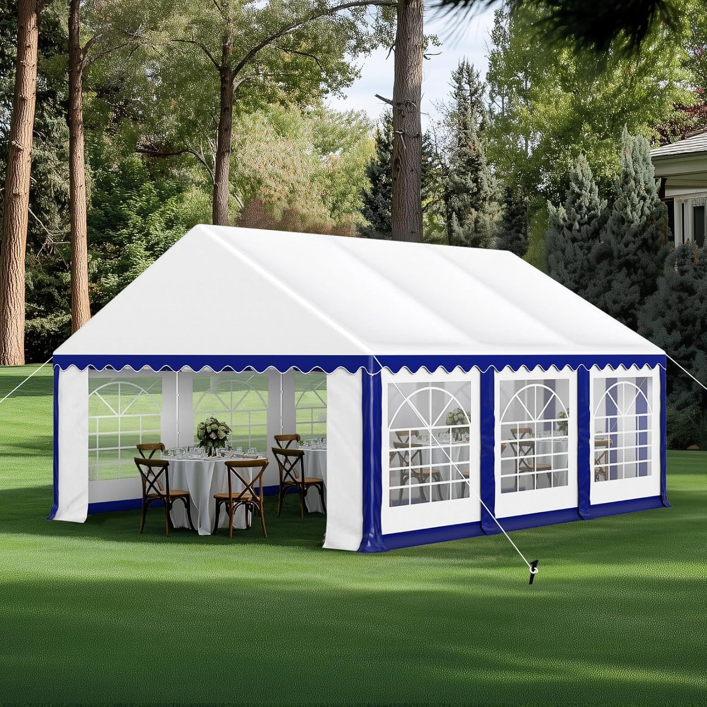 GREEN PARTY 16x20FT Party Tent Heavy Duty, Large Wedding Event Shelters with 3 Carry Bags & Removable Sidewalls, Outdoor Canopy Gazebo Commercial Tent for Carport Camping Garden Patio