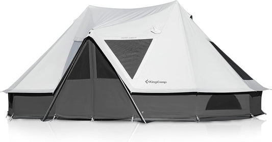 KingCamp Canvas Bell Yurt Tents, 4 Seasons Large Waterproof & Windproof Luxury Glamping Tent w/Stove Jack for Family Outdoor Camping, Hunting, Parties