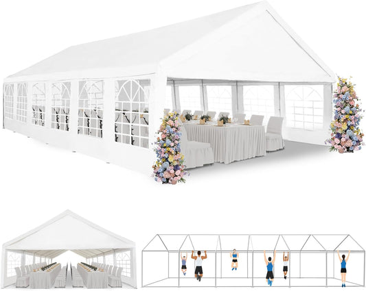 Party Tent 20X40ft Heavy Duty Large Outdoor Commercial Wedding Canopy White Event Shelter Gazebo Carport with Removable Sidewalls & Storage Bag