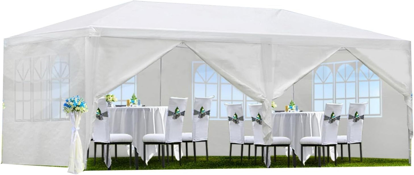 Garvee 10'x20' Party Tent, Outdoor Wedding Canopy Tents for Parties with 6 Removable Sidewalls, Heavy Duty Canopy Outside Gazebo Event Tent for Parties Garden Patio Backyard