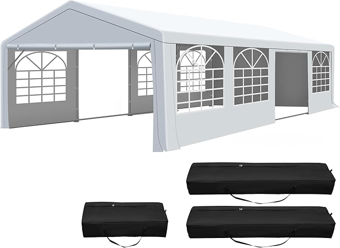 COVERONICS 20'x30' Outdoor Party Tent, Heavy Duty Patio Event Tent Gazebo Canopy with 4 Sandbags & 2 Storage Bags, Perfect for Birthday Party, Wedding