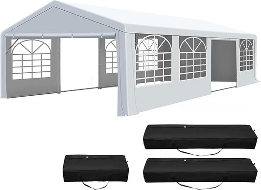 COVERONICS 20'x30' Outdoor Party Tent, Heavy Duty Patio Event Tent Gazebo Canopy with 4 Sandbags & 2 Storage Bags, Perfect for Birthday Party, Wedding