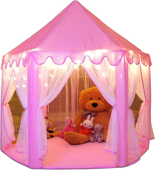 Monobeach Princess Tent Girls Large Playhouse Kids Castle Play Tent with Star Lights Toy for Children Indoor and Outdoor Games, 55'' x 53'' (DxH) Visit the Monobeach Store