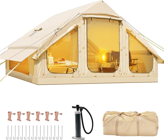Inflatable Tents for Camping, Blow Up Tent with Hand Pump, Easy Setup InflatableTent 4 Season Tent, Waterproof Oxford Air Glamping Tents for Camping Adult 4/6/8 Person