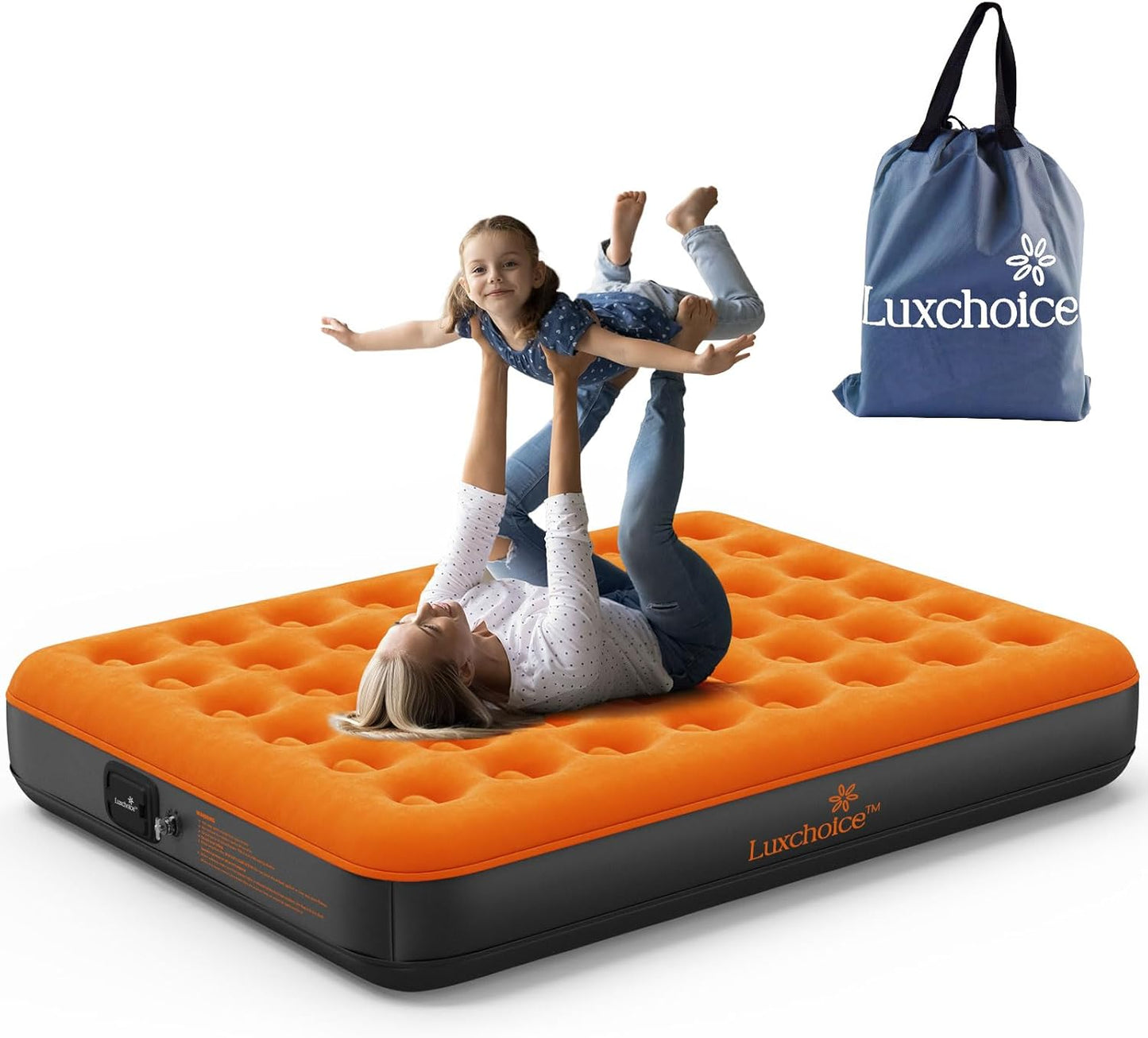Air Mattress with Built-in USB Rechargeable Pump Camping Inflatable Mattress Portable Blow up Mattress Air Bed Guest Bed for Home Outdoors Hiking Travel