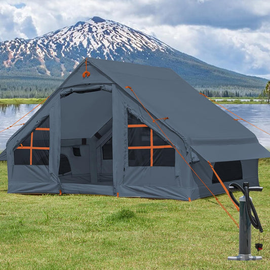SHANQUAN Inflatable Tent with Pump,4-6 Person Instant Glamping Camping Tents House, Easy Setup Blow Up Family Tents for 4 Seasons Waterproof Inflatable Tent for Camping with Mesh Windows